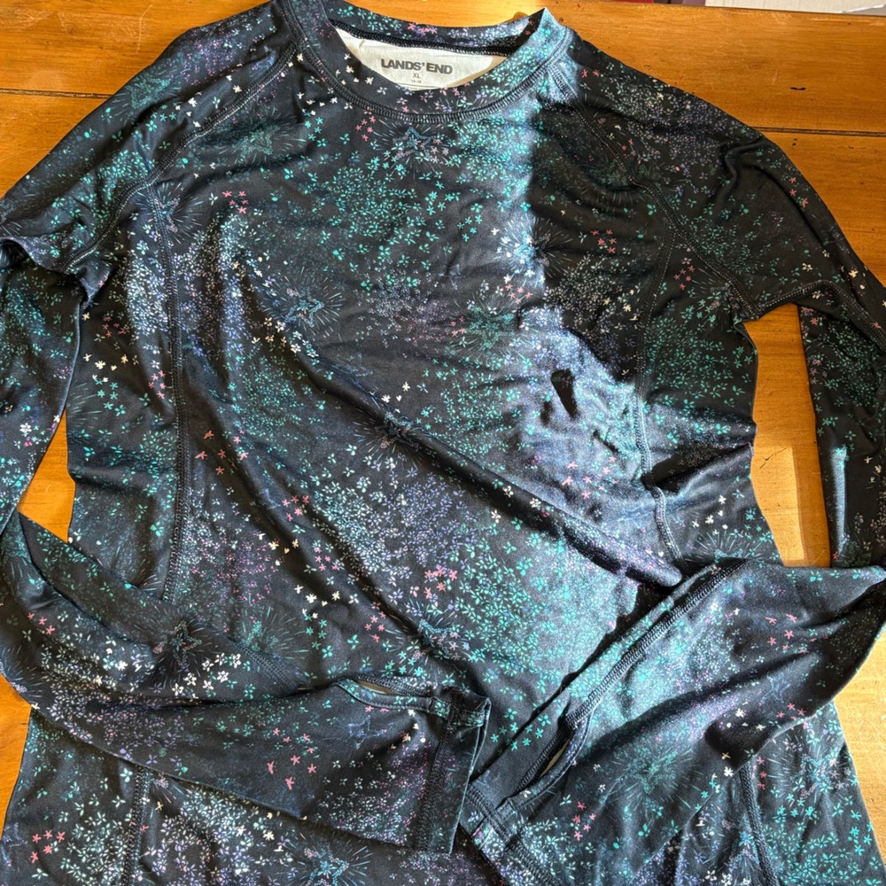 Lands' End Black Starfield Long Sleeve Top